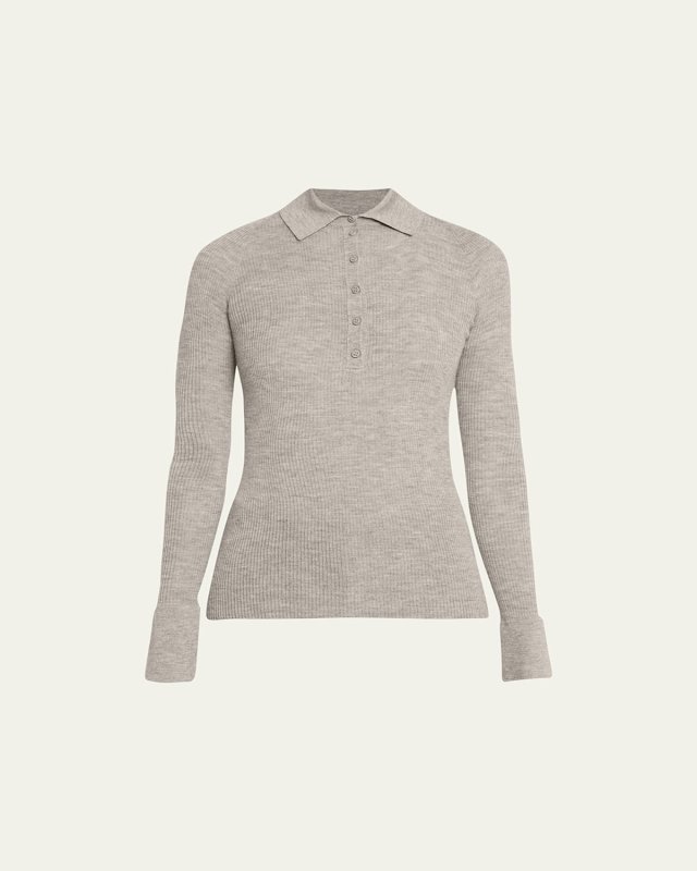 Ribbed Cashmere Polo Shirt